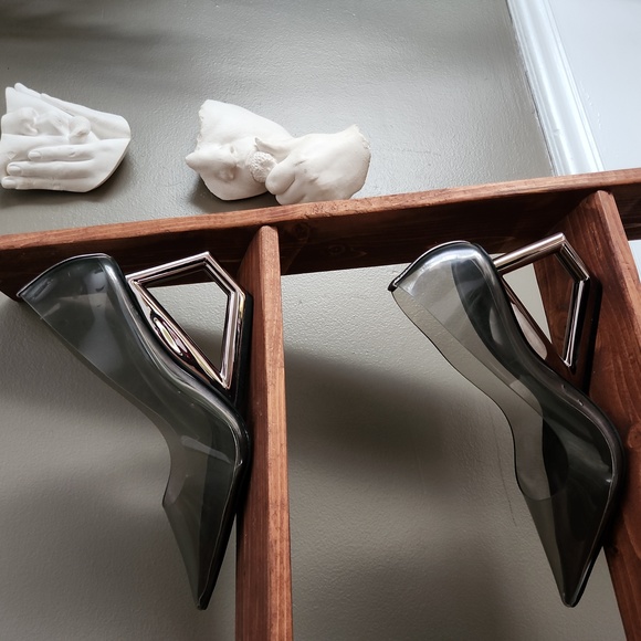 Fashion Nova Shoes - Fashion Nova Novaluxe clear gray geometric style heels